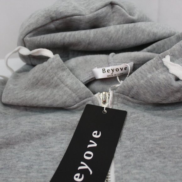 Zip Hoodie Sweatshirt Black / Grey Block Small - Picture 5 of 9